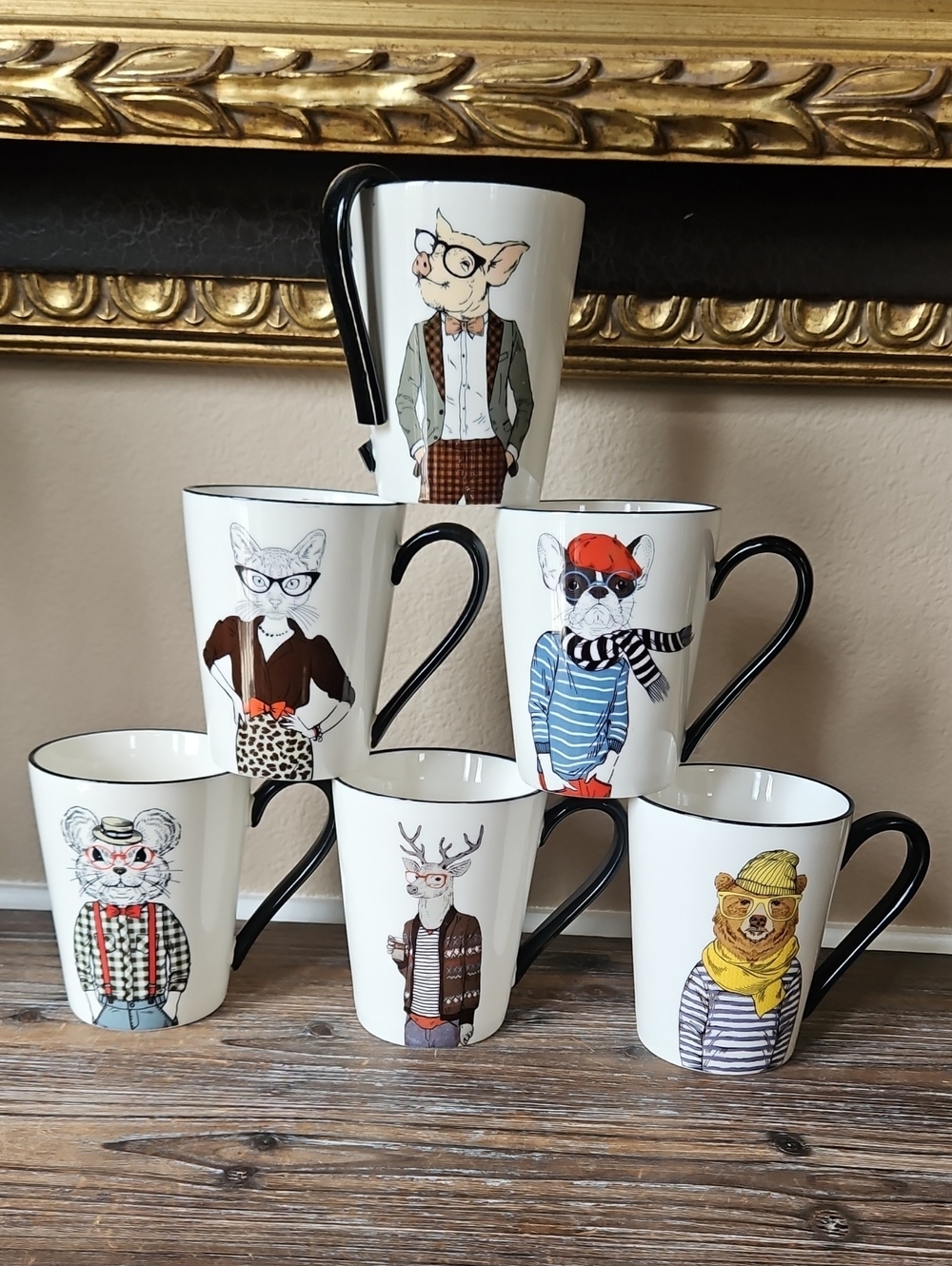 Signature Housewares 16oz Hipster Animal Mugs - Set of 6